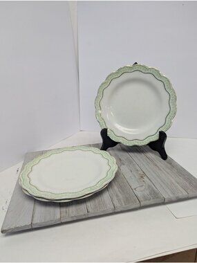 Johnson Bros Ruth Dinner Plates 9" Set of 3 Green Gold Bone China